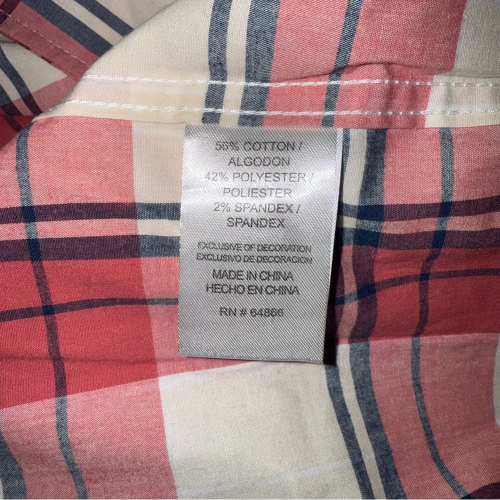 NWT Lee Men's Red and Black Plaid Button Down Shirt - Picture 6 of 7